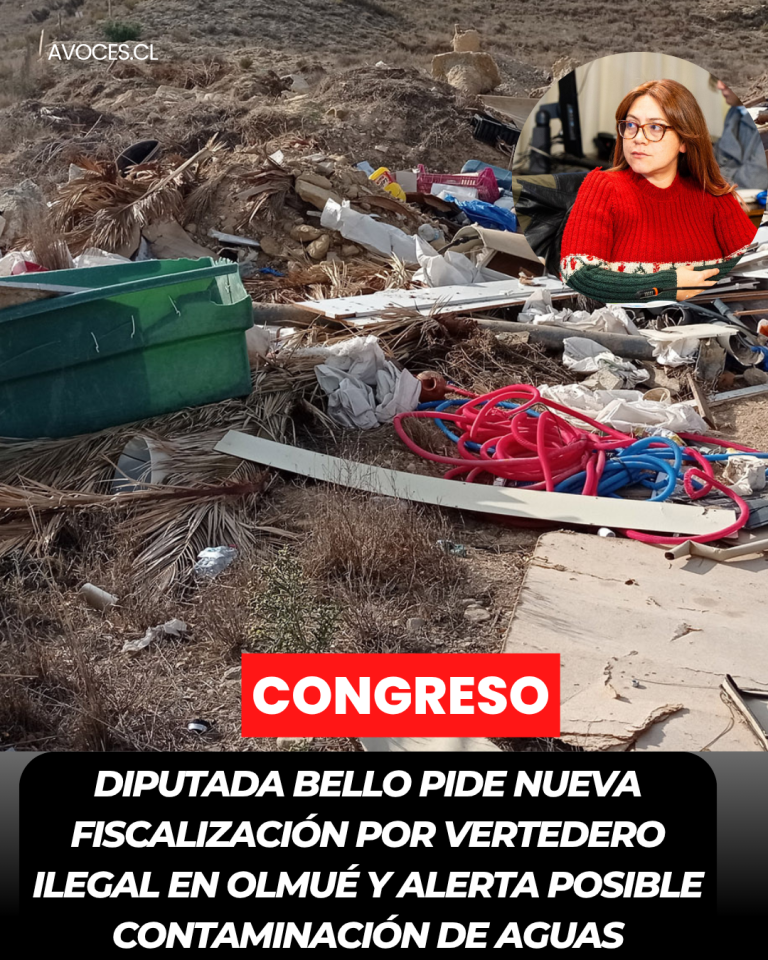 Diputada Bello pide nueva fiscalización por vertedero ilegal en Olmué y alerta posible contaminación de aguas