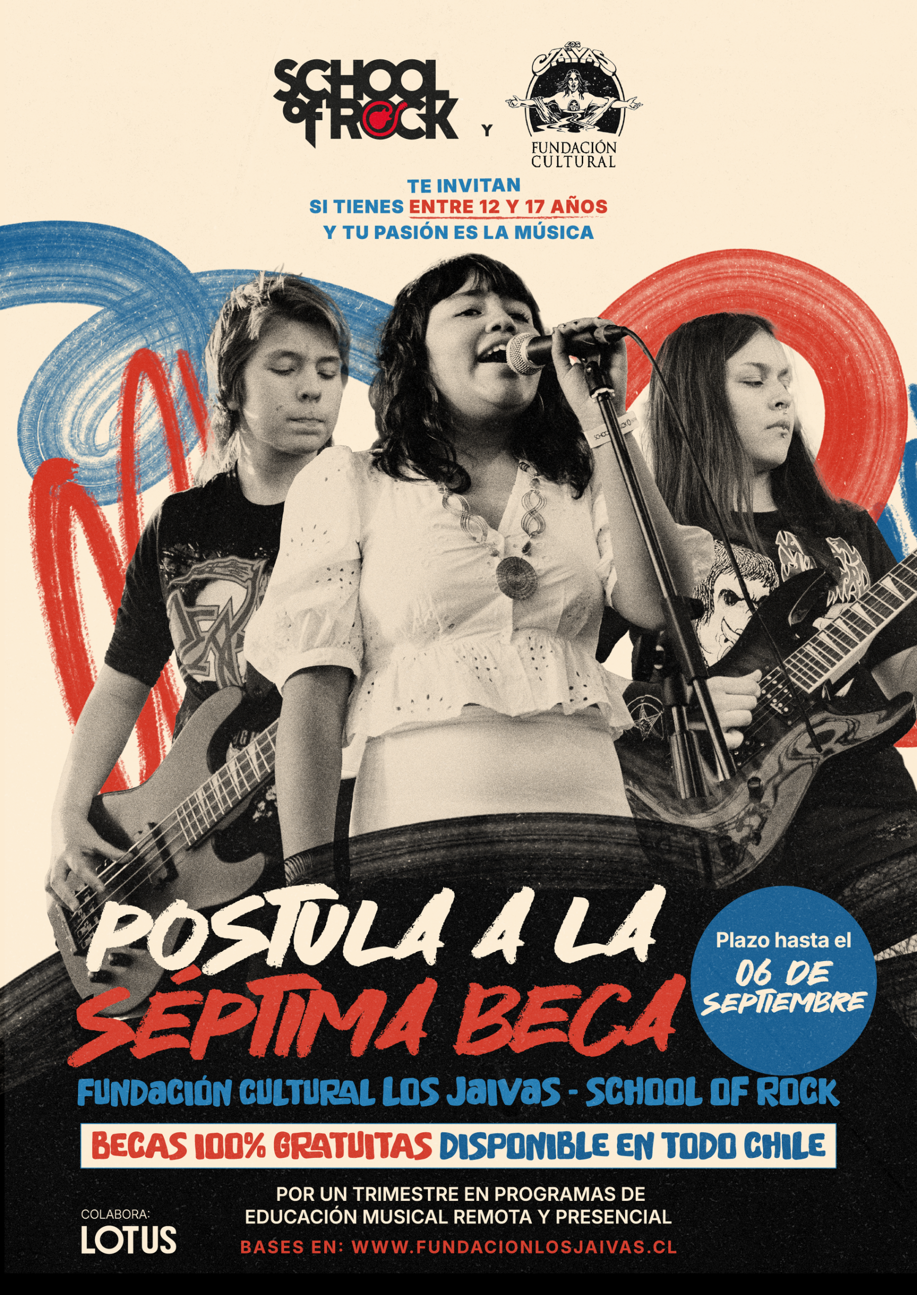 Fundación Cultural Los Jaivas y School of Rock abren convocatoria para su séptima beca de educación musica