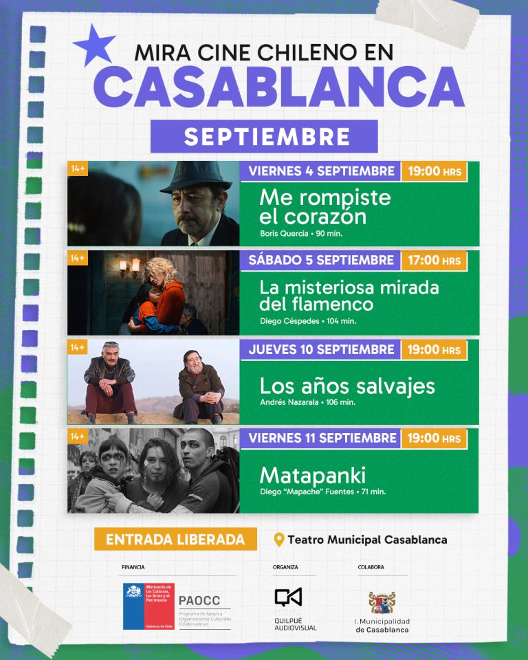 Panorama cultural: “Me rompiste el corazón” y “La misteriosa mirada del flamenco” llegan a Casablanca para dar inicio al ciclo de cine chileno